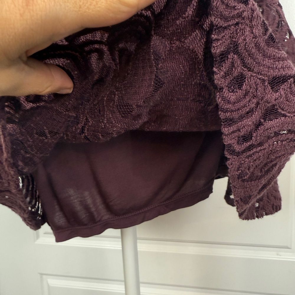 Free People babydoll lace side cutout dress in Aubergine size 0 NWT - Picture 6 of 11